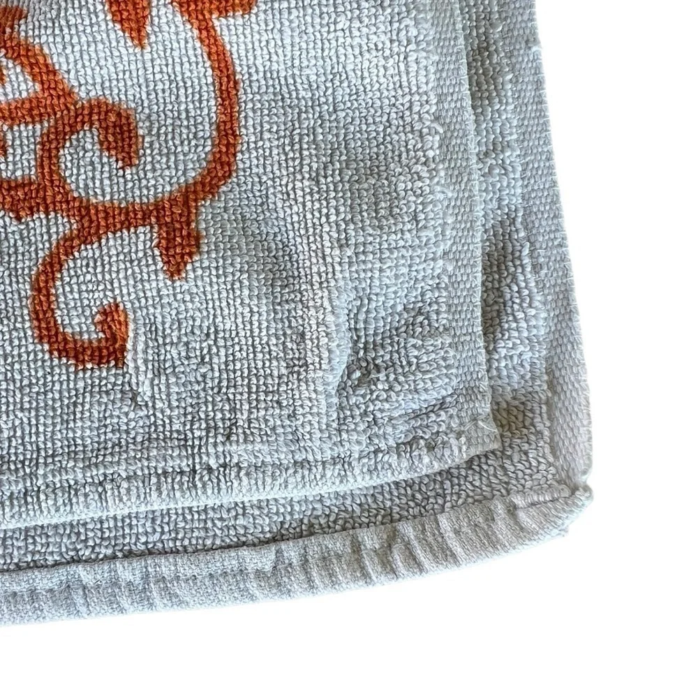 Vintage MCM Screen Prints by Sayco 2 Piece Towel Set White Orange Floral USA